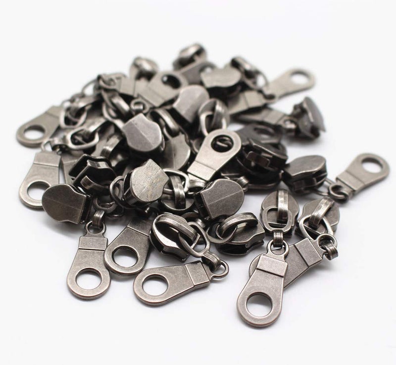 YaHoGa 50PCS #5 Gunmetal Pulls for Nylon Coil Zippers Gun Metal Zipper Sliders for Luggages Purses Bags Bulk(Gunmetal) - Image 1